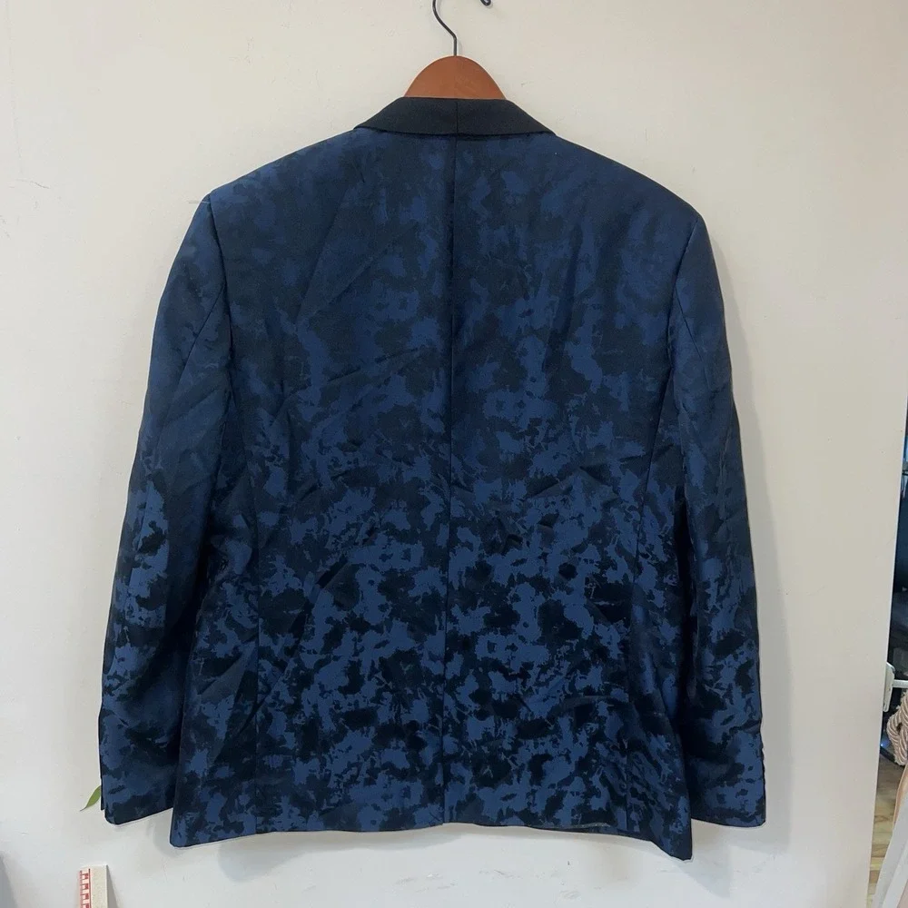 Giovanni Testi Blazer Mens 42S Navy Blue Bold Colorful Lining Slim GT2SS-2169
